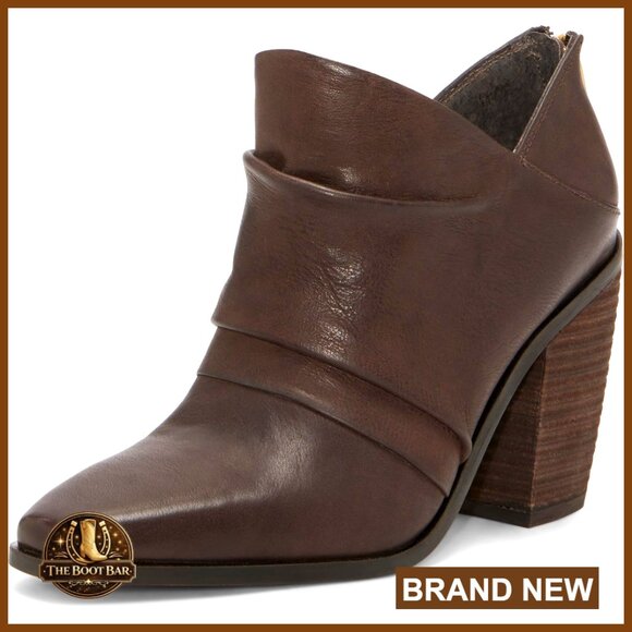 Shoes - Western Stacked Heel Ankle Booties Ruched Leather Fashion Formal Wear